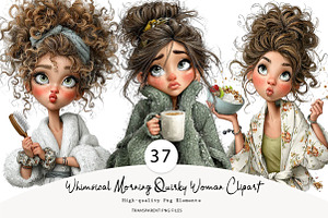Whimsical Morning Quirky Woman, a Seasonal Illustration by CreationArt