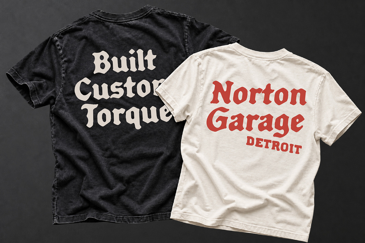 Forge Garage - Motorcycle Font Duo, a Blackletter Font by Edignwn Type (Photo 5 of 12)