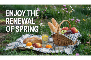 Picnic setup with basket of fruits, an Illustration by tilialucida