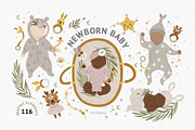 Newborn baby Illustrations & Pattern, an Animal Illustration by tatiletters (Thumbnail 1 of 14)