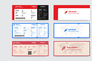 A set of plane ticket template