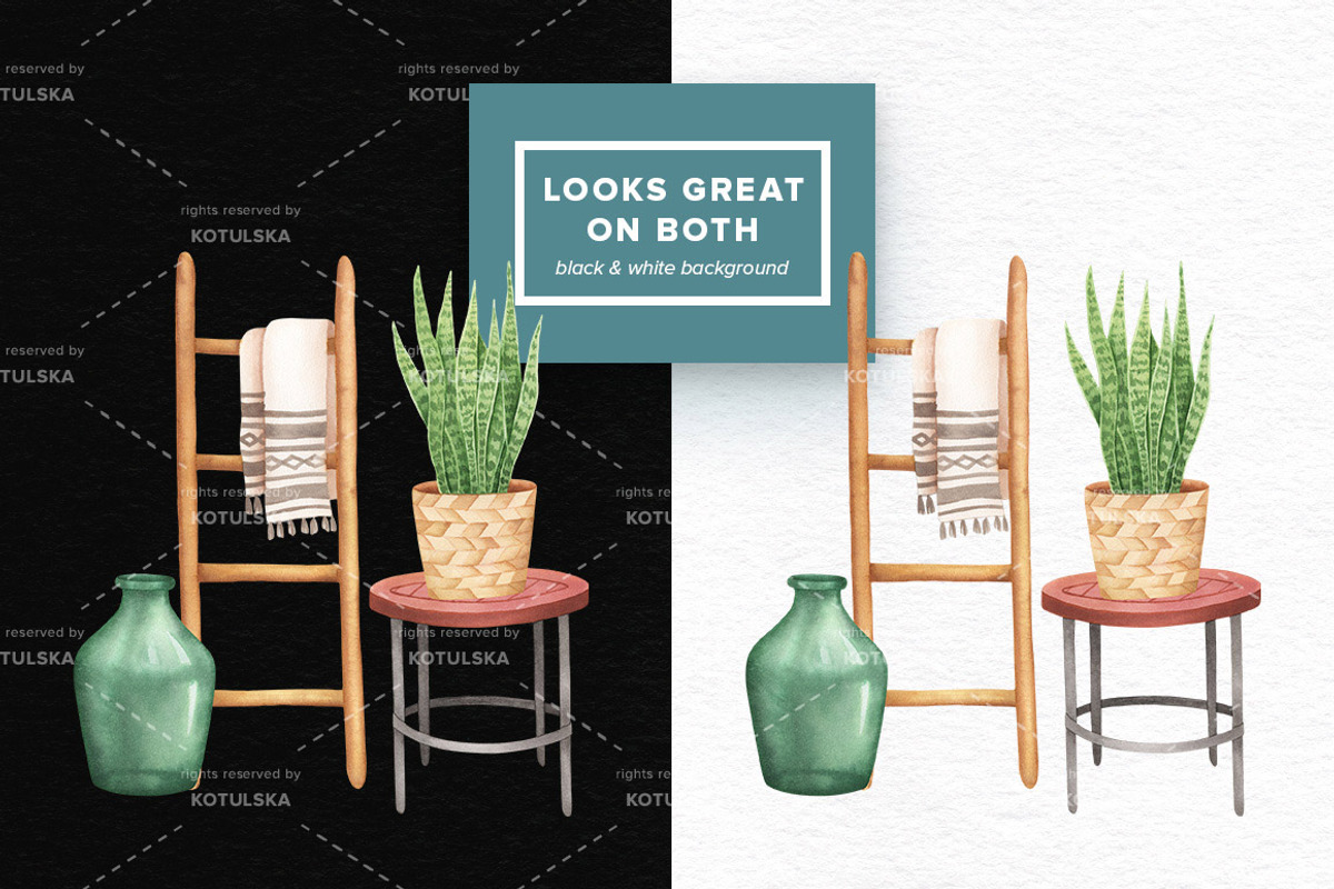 Watercolor Home Decor Set, an Object Graphic by Kotulska (Photo 7 of 7)