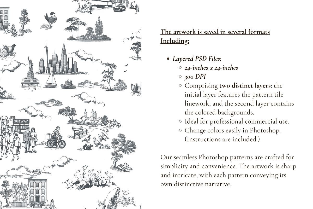 New York City Toile de Jouy Pattern, a Background Graphic by Hughes Studio (Photo 5 of 8)