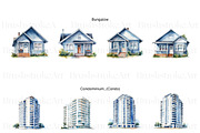 Watercolor Houses Clipart, Townhouse, a Decorative Illustration by BrushstrokeArtGB (Thumbnail 3 of 10)