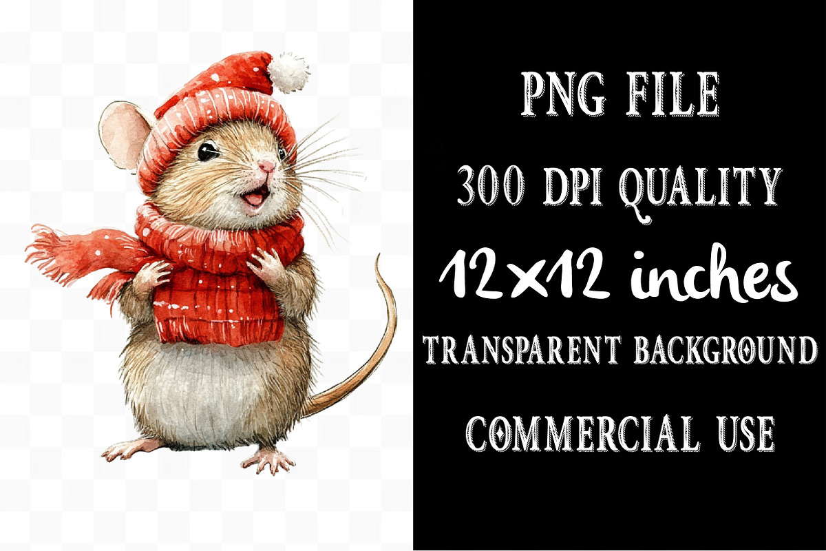 Cute Christmas Rat Sublimation, an Illustration by Designking (Photo 4 of 5)