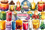 Christmas Glitter Candle Clipart, an Illustration by Canvas Craft (Thumbnail 1 of 8)