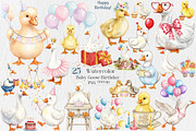Watercolor Baby Goose Birthday Png, an Illustration by Creative Art (Thumbnail 1 of 7)