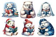 Polar Bear Reading Clipart, an Animal Illustration by Pixels.Craft (Thumbnail 2 of 7)