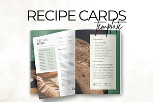 Green Recipe Pages Canva Template, a Poster Template by Digital By Nikoleta