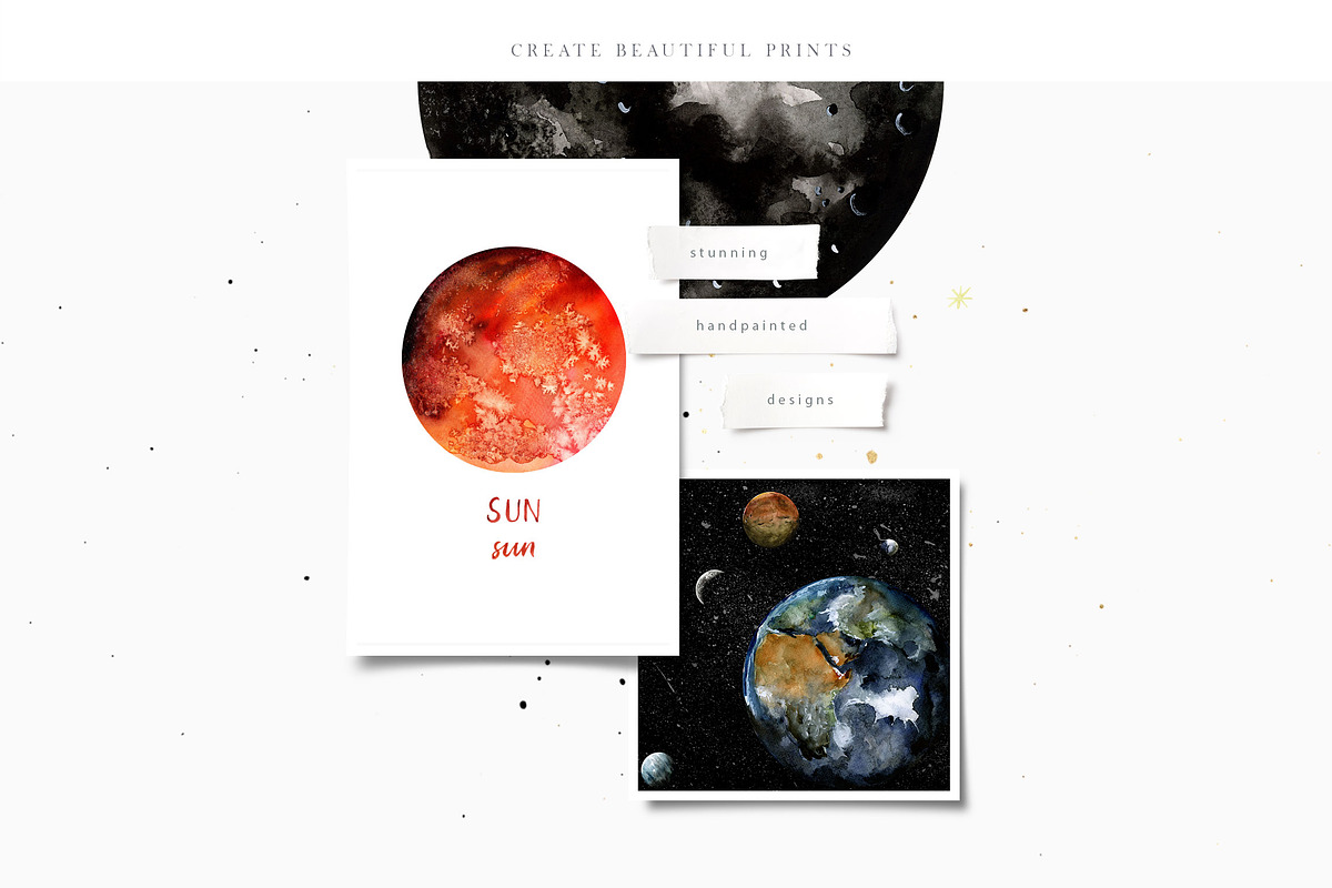 Galaxy Planets Watercolor Collection, an Education Illustration by Creativeqube Design (Photo 4 of 9)