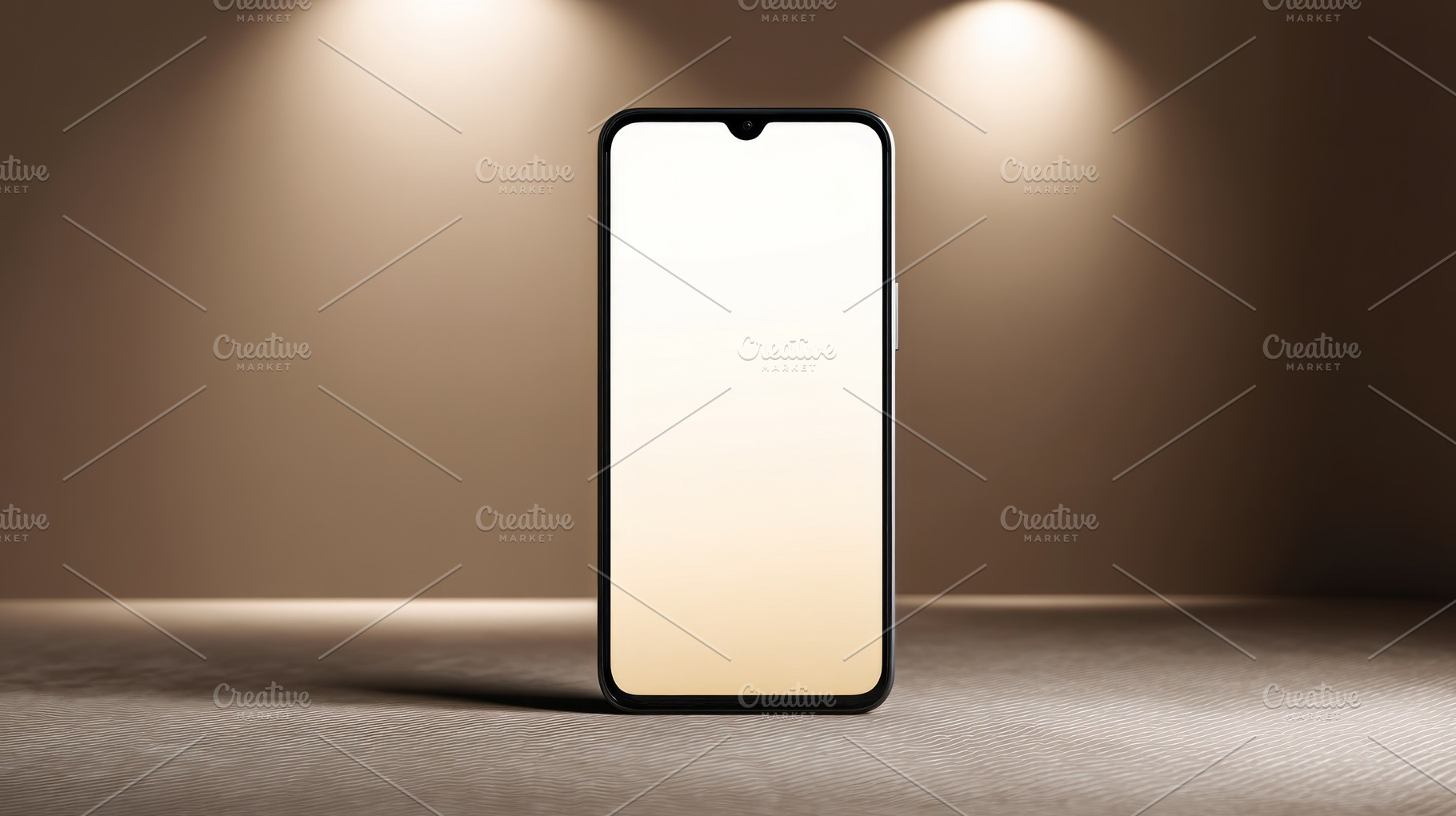 Smartphone with blank screen standing on textured surface under, an Abstract Photo by José Manuel Gelpi