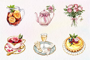 Summer Bridal Tea Party Set Clipart, an Illustration by CreationArt (Thumbnail 9 of 9)