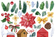Christmas watercolor clipart, a Decorative Illustration by Hanna Hryharenka (Thumbnail 14 of 19)