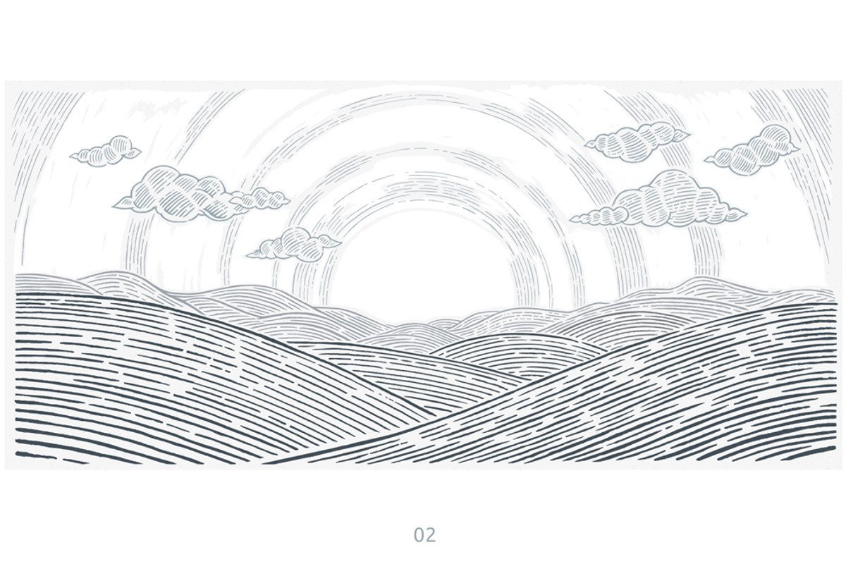 Landscape with green hills and mount, a Seasonal Illustration by Countryside life (Photo 4 of 9)