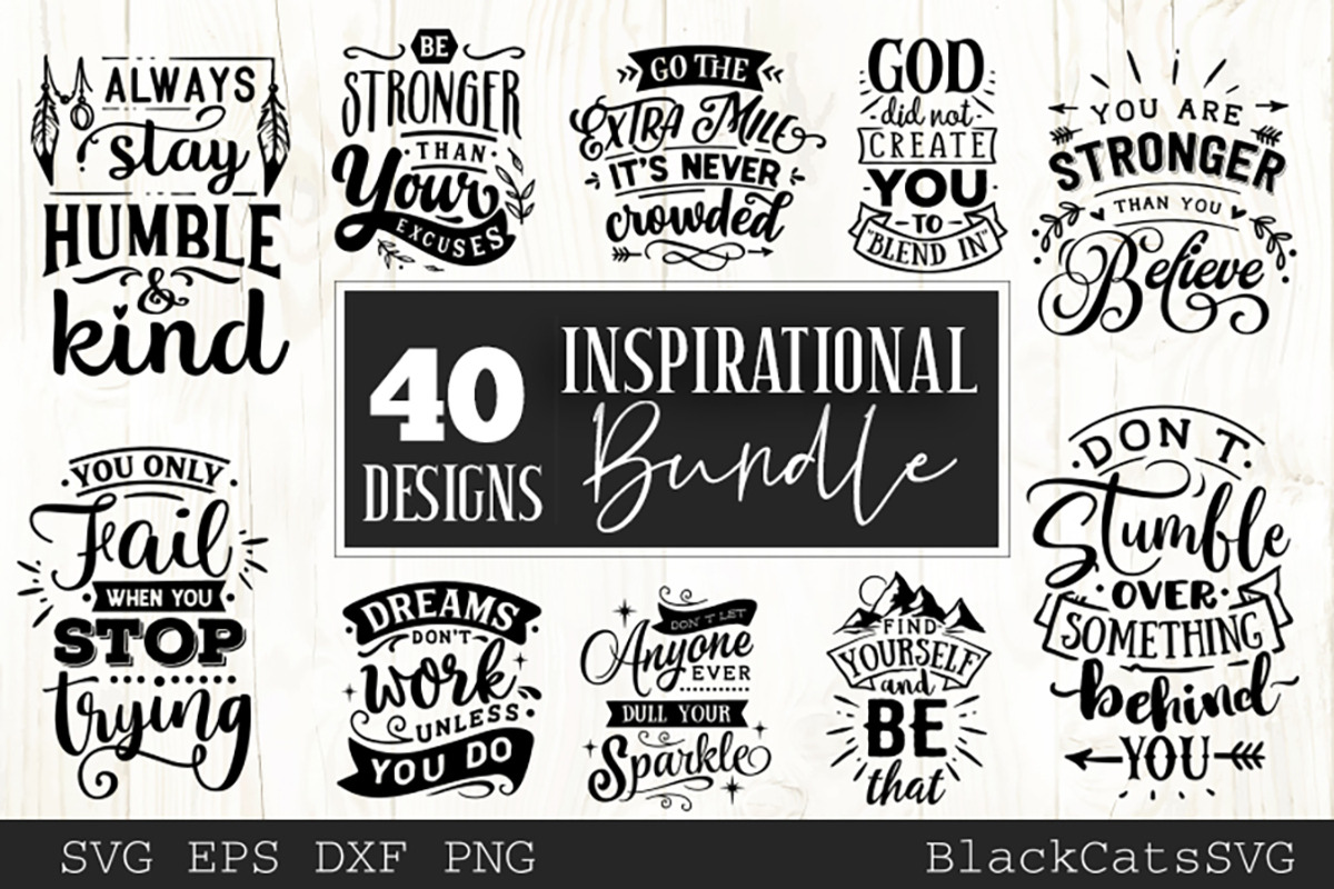 Inspirational Bundle SVG 40 designs, an Illustration by BlackCatsMedia (Photo 1 of 4)
