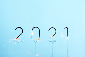 2021 burning sparklers new year