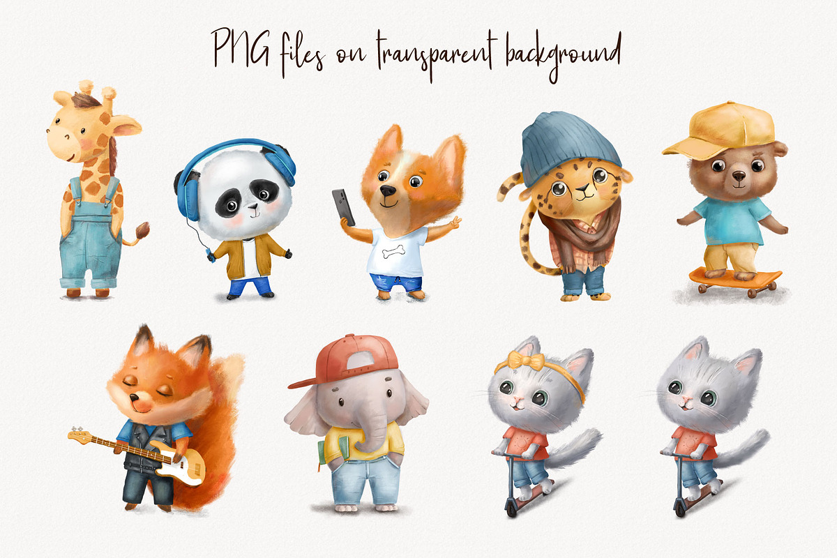 Cool Animals Characters, an Animal Illustration by ElenaPlatovaArt (Photo 2 of 7)