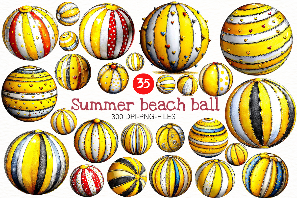 Whimsical Summer beach ball, an Illustration by Designworld (Photo 1 of 7)