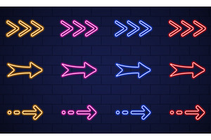 Glowing Neon Arrows, an Object Illustration by Vector Creator