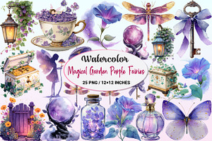 Magical Garden Purple Fairies, a Graphic by CitraGraphics