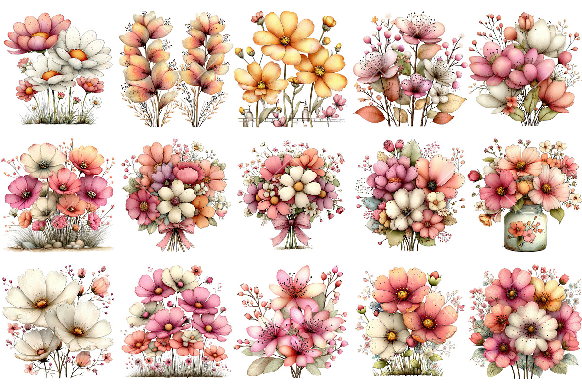 Whimsical Spring Wildflower Clipart, an Illustration by OK Design (Photo 3 of 6)