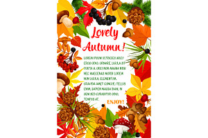 Autumn Leaf And Mushroom Poster Template Design