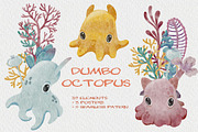 Dumbo Octopus Clipart and Patterns, an Animal Illustration by LukaJreym (Thumbnail 1 of 9)