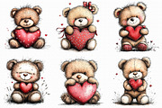 Whimsical Valentine Teddy Bear Clipa, an Illustration by Libby Wishes (Thumbnail 2 of 9)