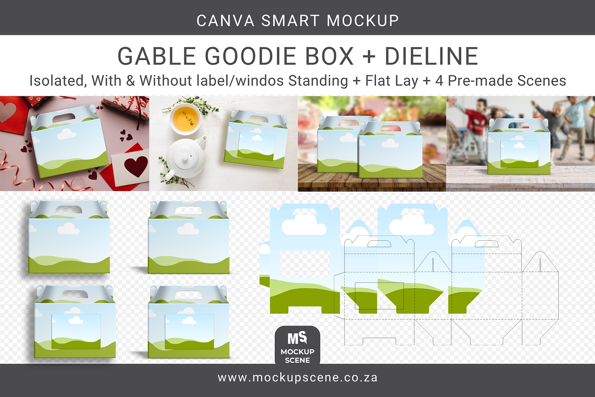 Canva Gable Mockup with Dieline, a Packaging Mockup by Mockup Scene (Photo 1 of 13)