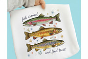 Summer Trout Fish Preppy Hand Drawn, a Seasonal Illustration by designcity5 (Thumbnail 1 of 4)
