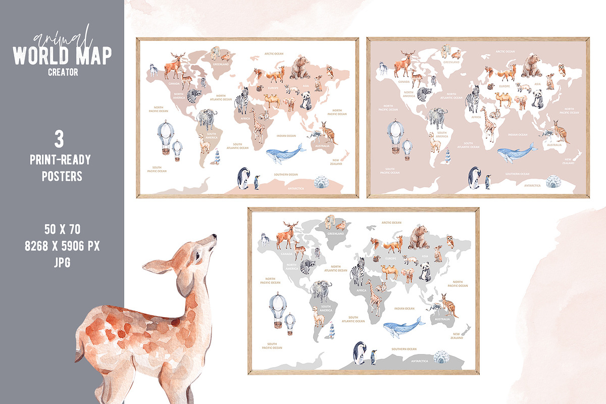 Animal World Map Creator 2, an Animal Illustration by VerAna (Photo 2 of 11)