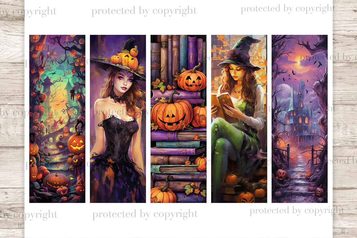 Halloween Bookmarks Printable, a Person Illustration by GlamArtZhanna (Photo 2 of 3)