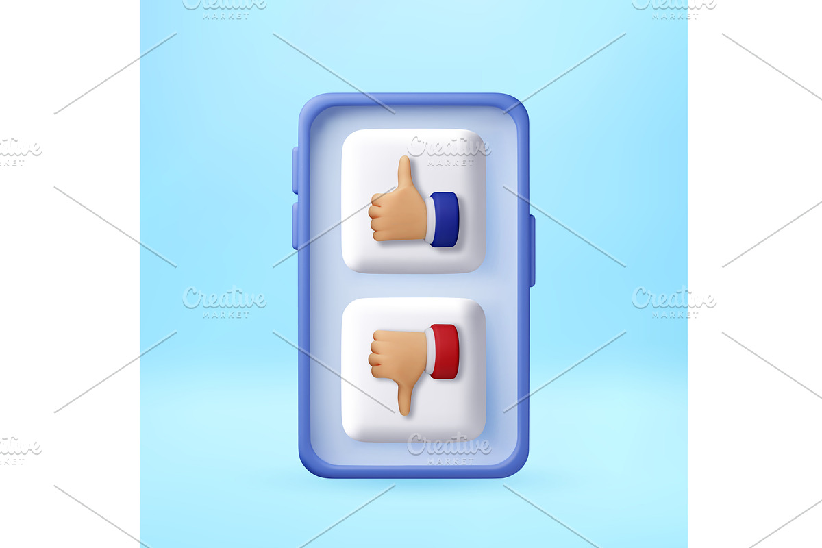 3D Smartphone screen with thumb up, a Technology Illustration by Abscent