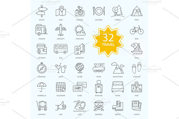 Set of Travel Icon Linear Design preview 2