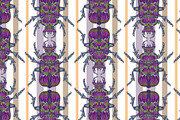 Floral Beetles Blue-Violet Vector, a Pattern Graphic by NayaChu (Thumbnail 1 of 7)