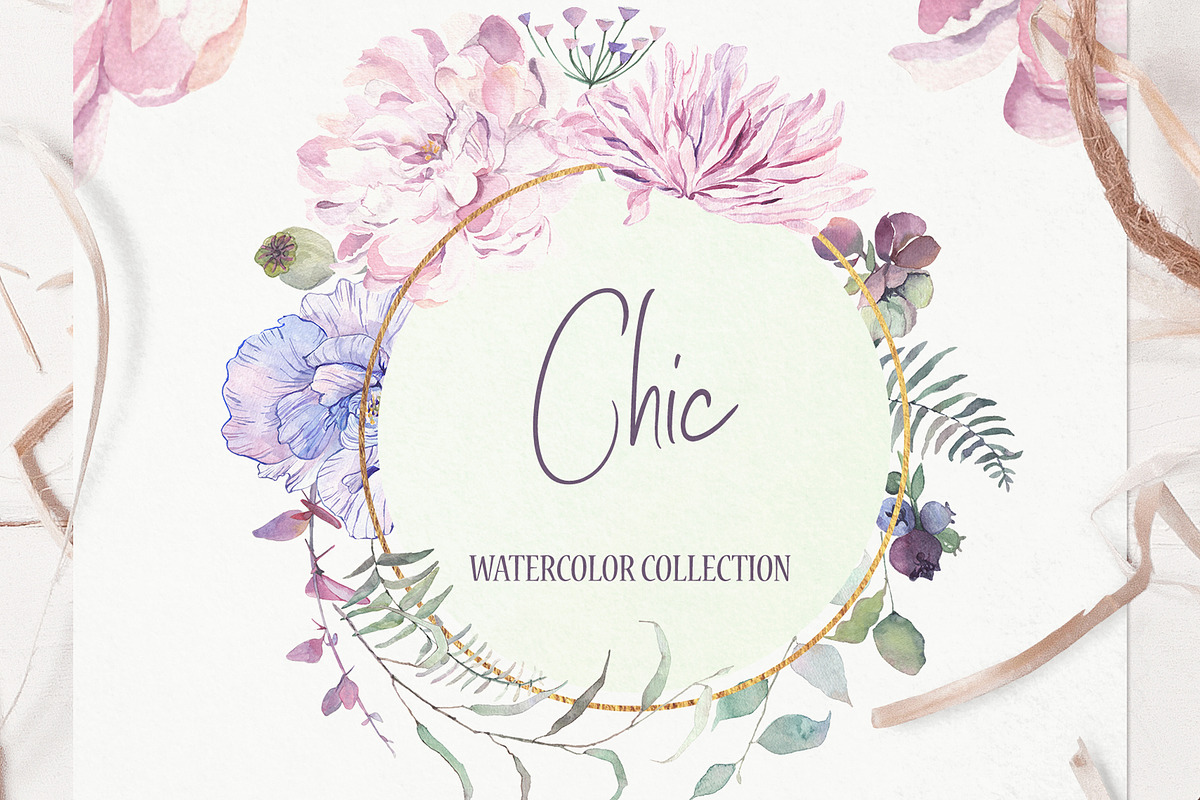 Chic Watercolor Floral Collection, an Illustration by ColorfulNest (Photo 1 of 13)