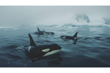 Pod of Orca Swimming in the Ocean, an Animal Photo by Goinyk