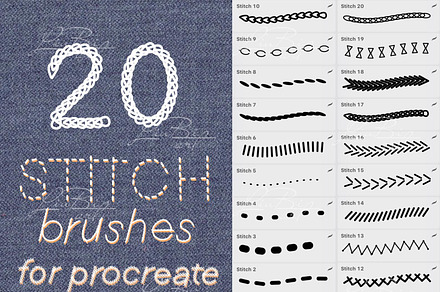 20 Procreate Stitches Brushes Set