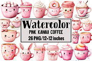 Pink Kawaii Coffee, an Illustration by Design Market (Thumbnail 1 of 3)