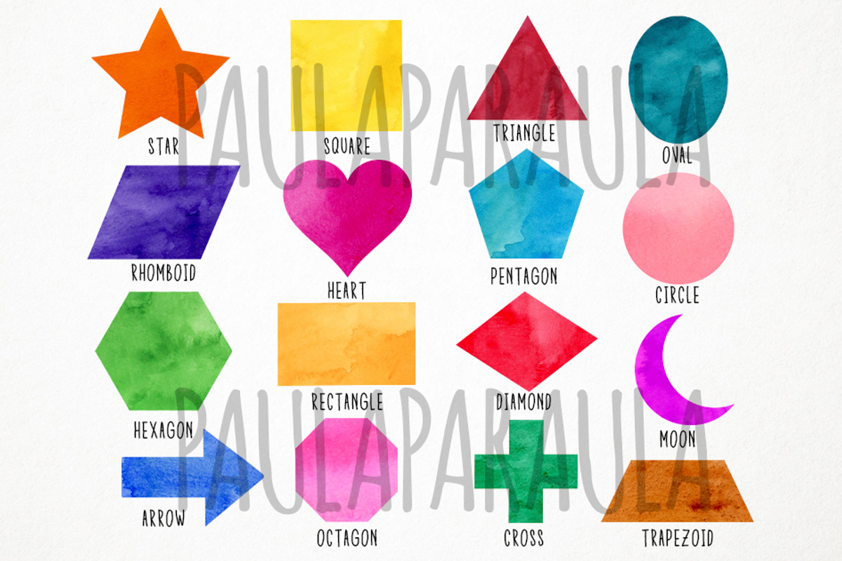 Watercolor 2D Shapes Clipart, an Education Illustration by Paulaparaula (Photo 2 of 3)