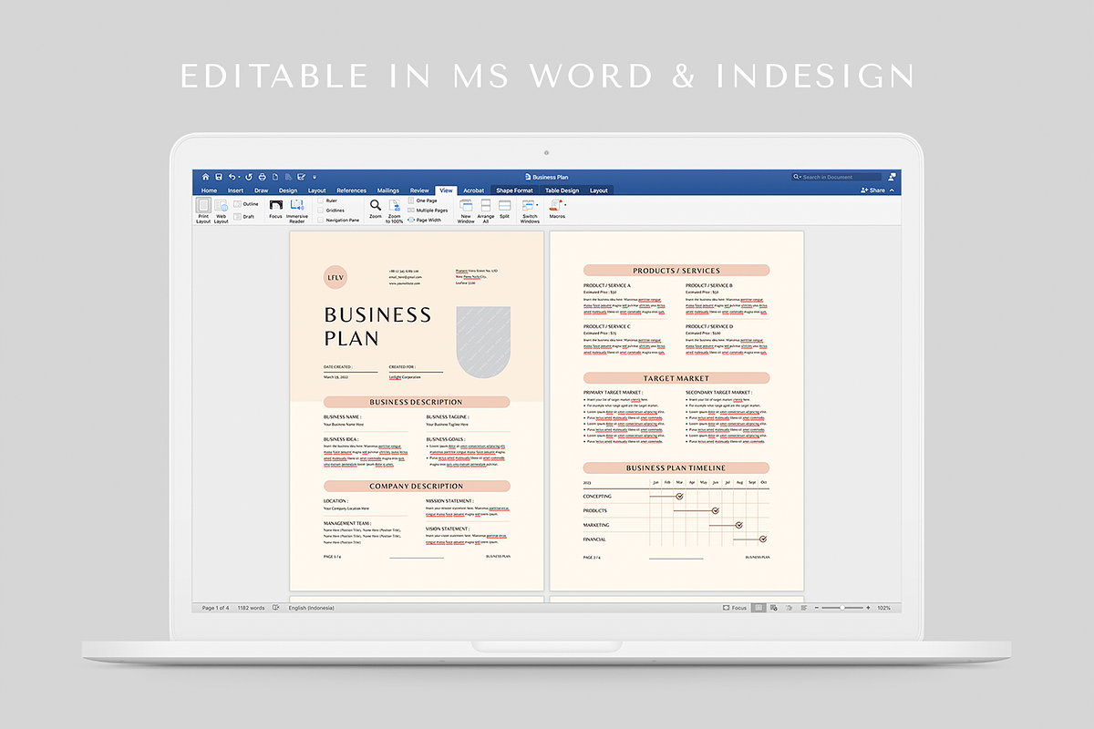 Business Plan | MS Word & Indesign, a Stationery Template by Leaflove
