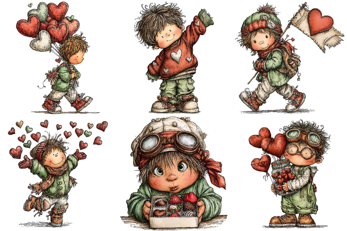 Quirky Valentine Boy Clipart, an Illustration by Craft Nest (Photo 3 of 9)
