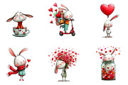 Whimsical Valentine Bunny Clipart, an Illustration by CreationArt (Thumbnail 5 of 5)