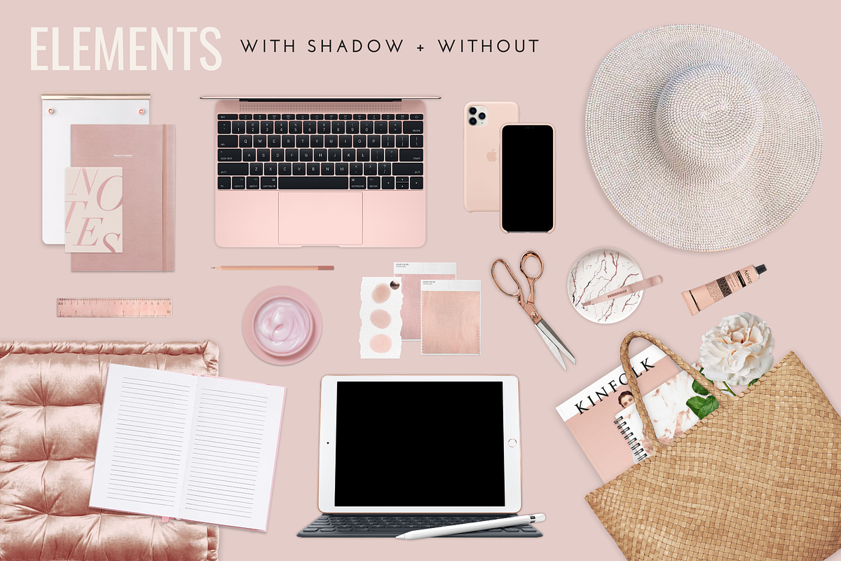 RoseGold Tech Mockups+Scene Creator, a Books & Magazine Mockup by Girl Boss Stock (Photo 3 of 8)