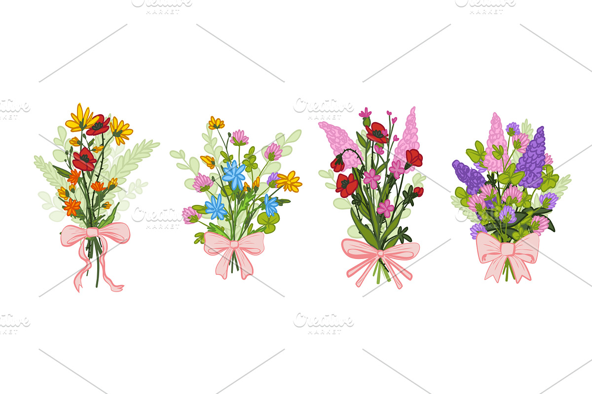 Spring wild flowers bouquet, poppy, an Object Illustration by art PVP - market