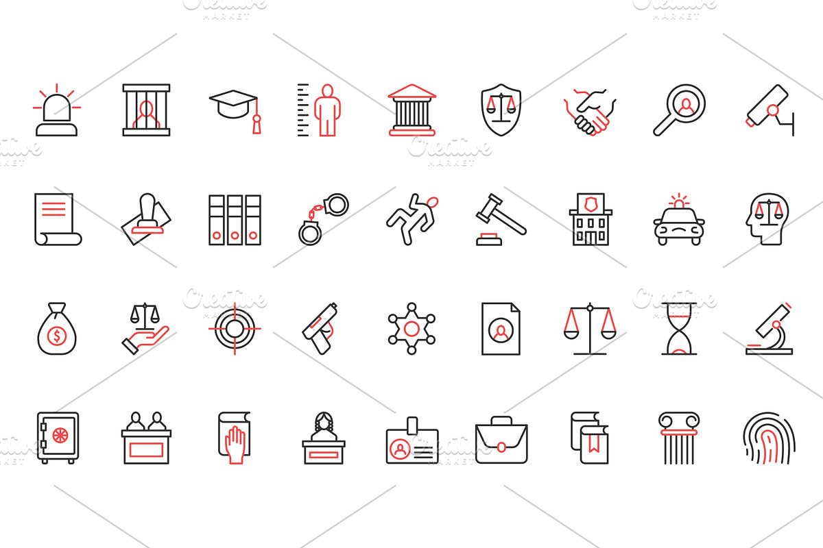Law justice icons, an Object Illustration by Lemberg Vector