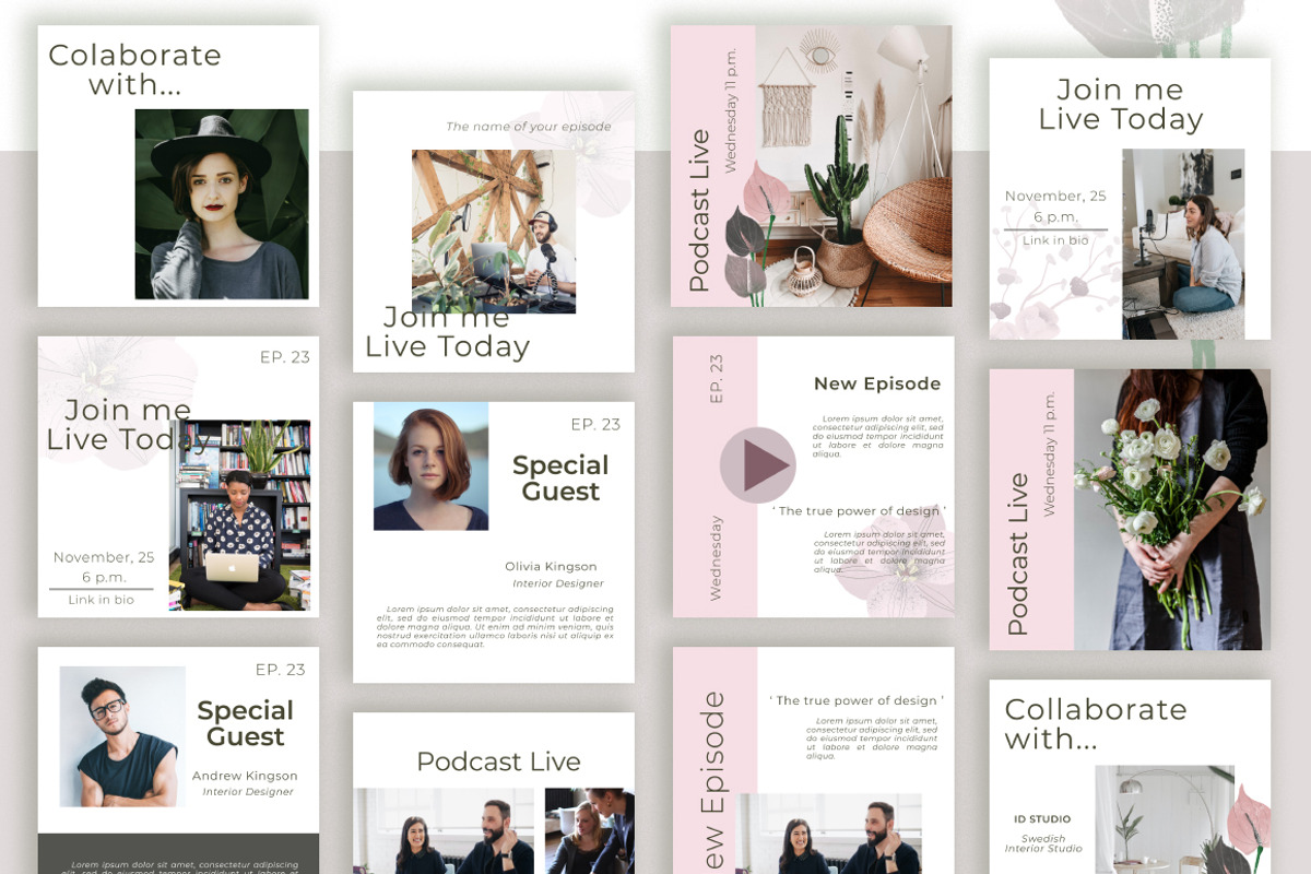 Podcast Instagram Pack, a Social Media Template by OlgaSerbun (Photo 3 of 8)