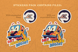 Retro Stickers. Wanderlust Pack.