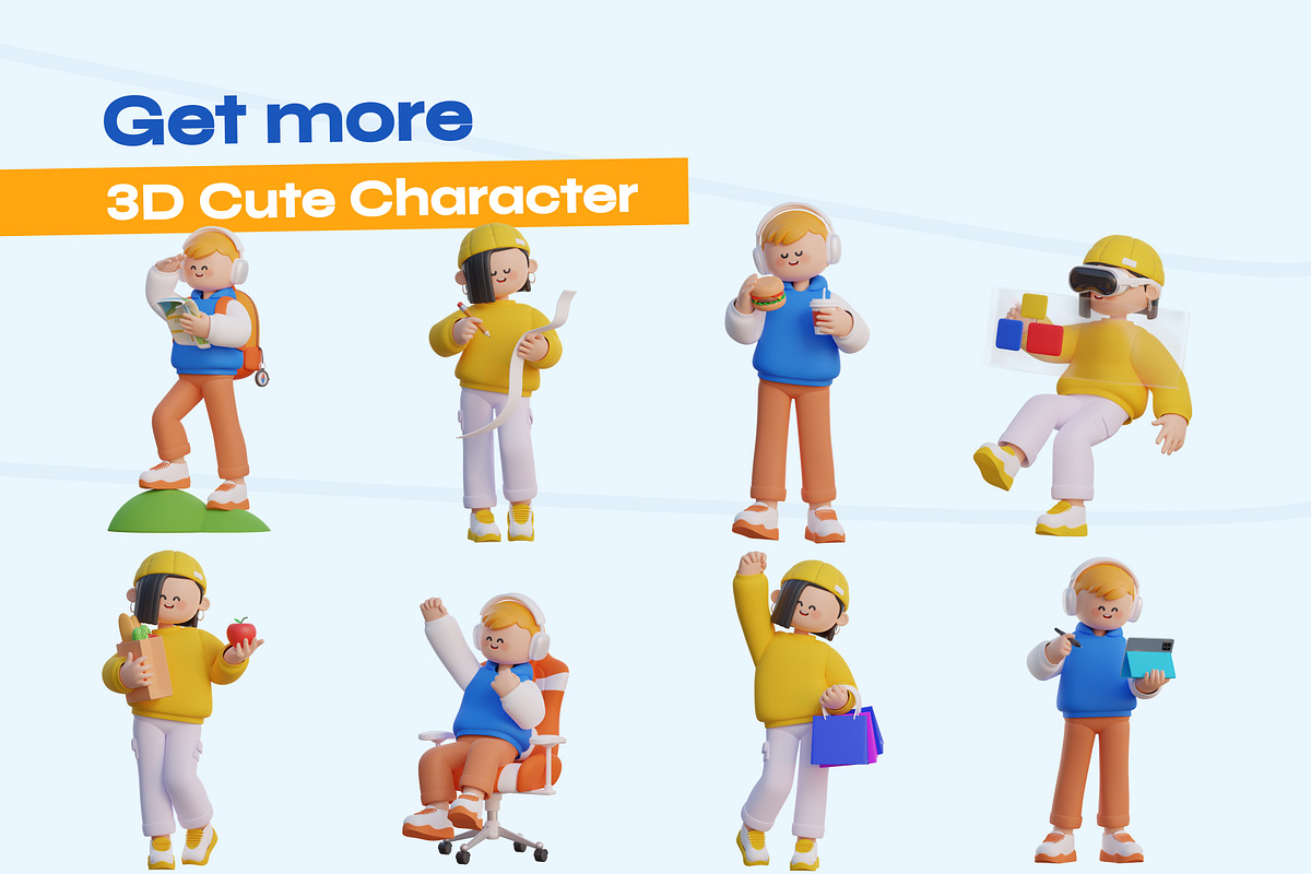 Cute 3D characters, an Object 3D Model by orenjidesign (Photo 7 of 8)