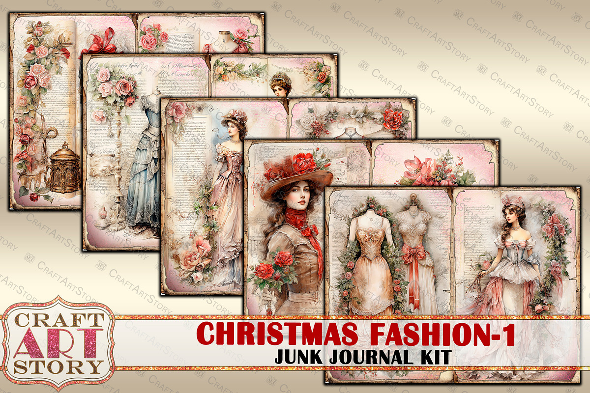 Vintage Christmas Fashion-1, a Person Illustration by CraftArtStory (Photo 4 of 8)